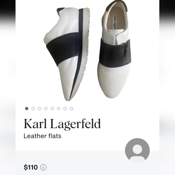 Karl Lagerfeld Shoes - Karl Lagerfeld Paris Women's White Leather Slip-On Shoes with Black Strap 7.5